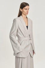 Silver wool silk belted jacket