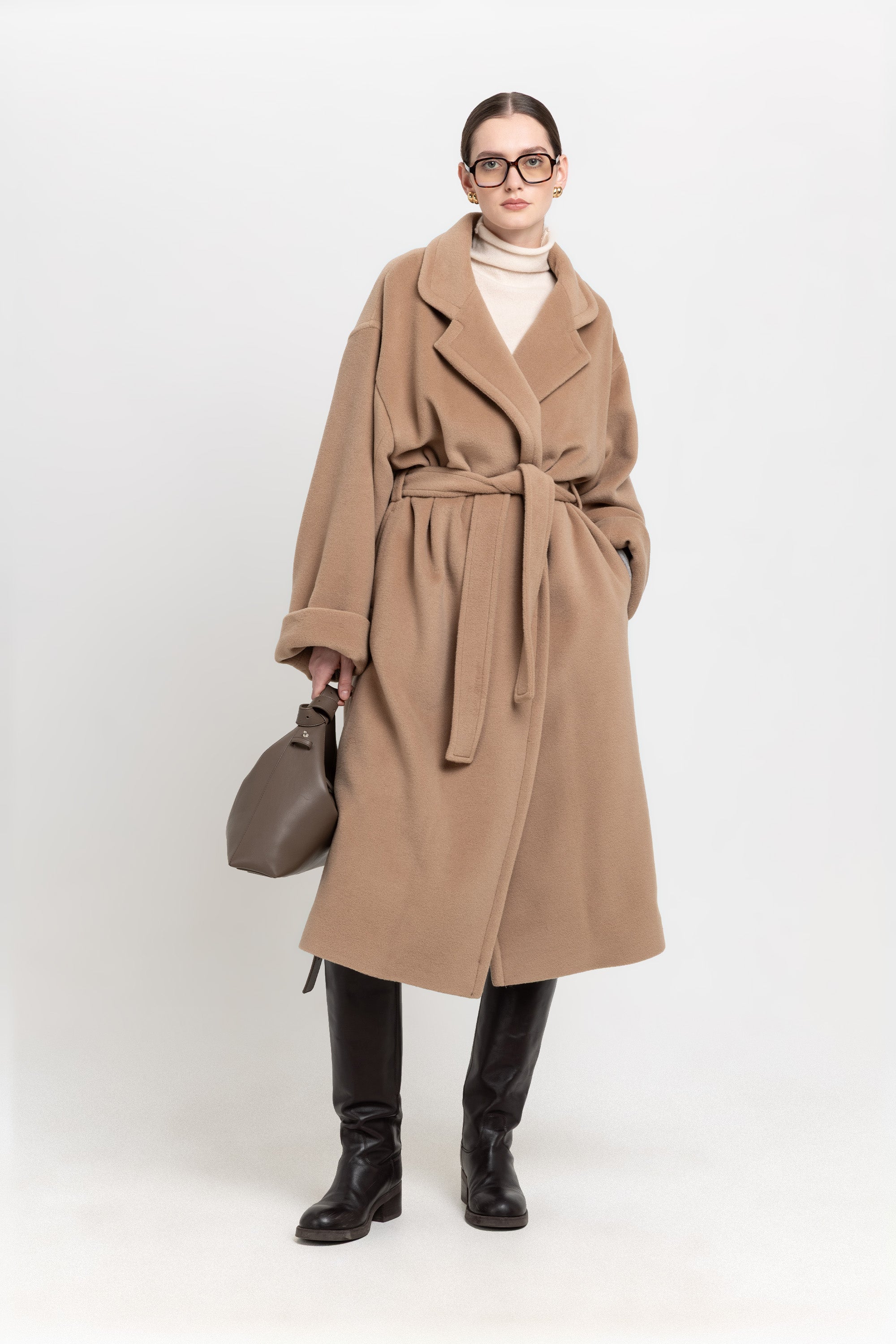 Camel plush superfine wool essential robe coat – NEHERA