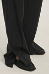 Black wool straight leg pants