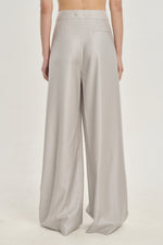 Silver wool silk wide-leg pants