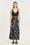 Black printed silk reversible skirt