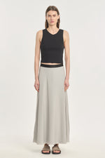 Light grey & black crêpe de chine reversible skirt