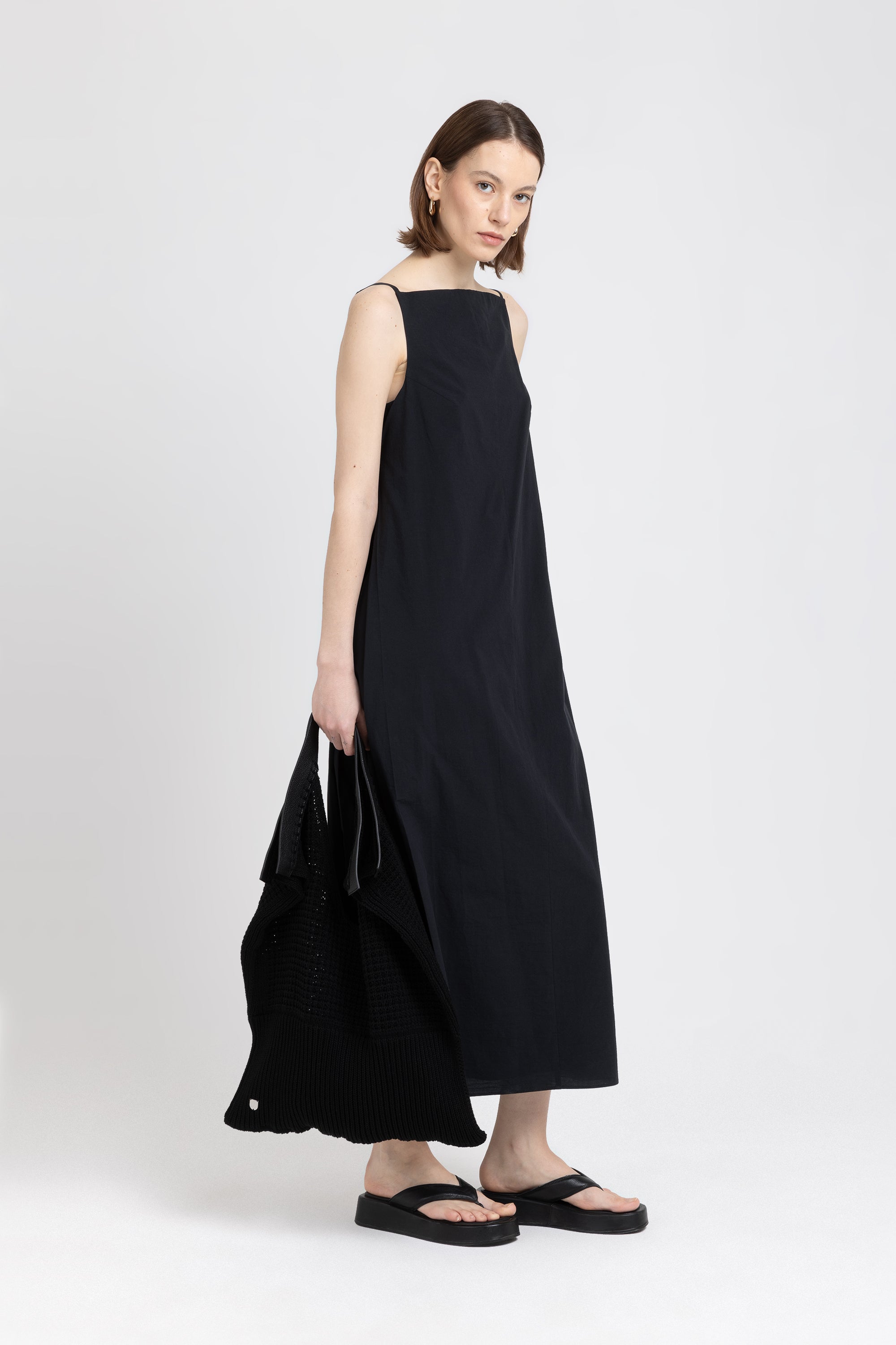●depound● Shirring sleeveless dress black DP2435OP006MBBFR ○depound○ Shirring sleeveless dress black DP2435OP006MBBFR