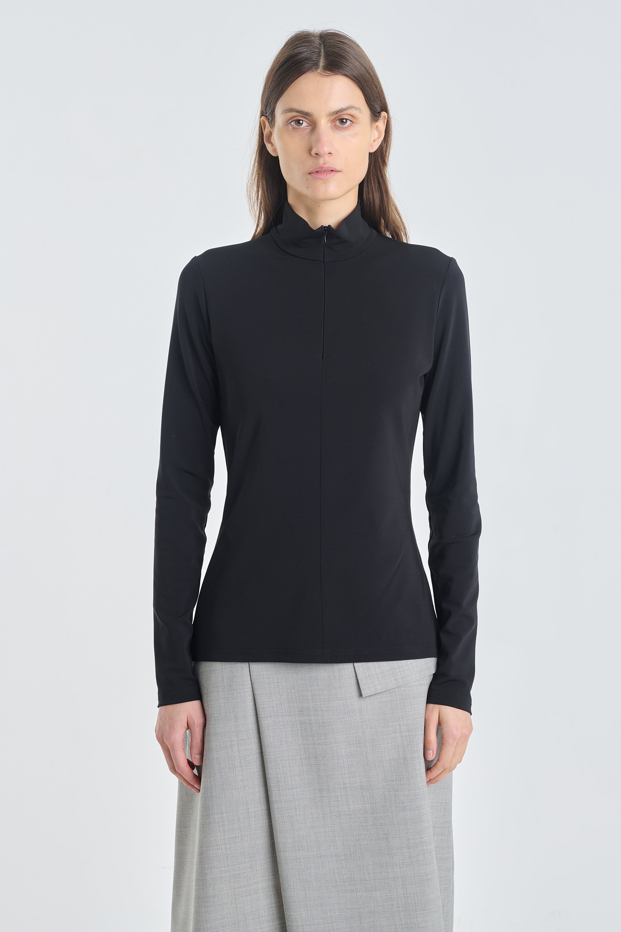 Deep black turtleneck with zipper NEHERA