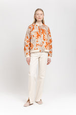 Tricolor daisy print summer bomber jacket