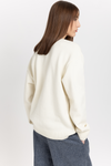 White unisex chunky merino blend patch jumper