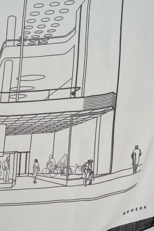 White loyal heritage wool twill scarf