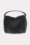 Charcoal black faux alpaca fur shoulder bag & hand muff
