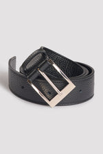 Black short leather belt