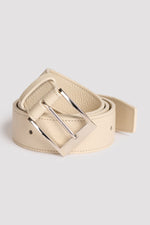 Light beige short leather belt