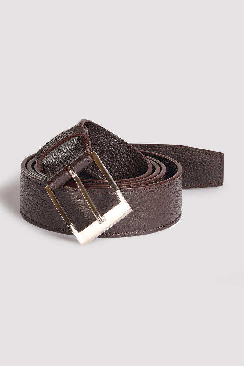 Dark brown long leather belt