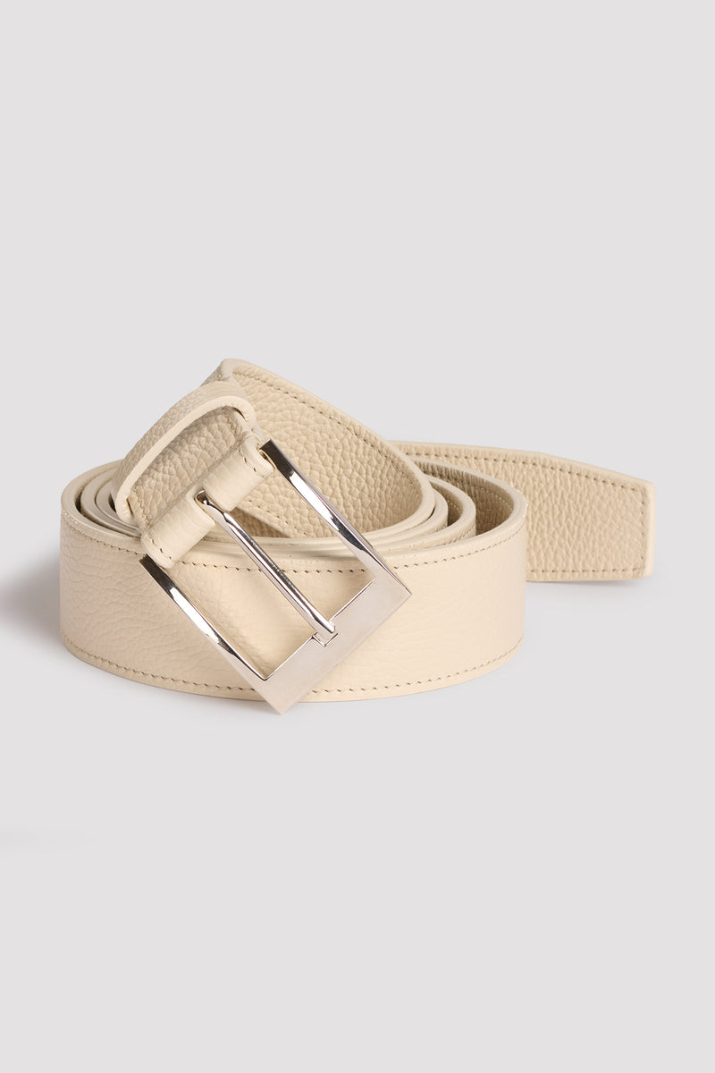 Light beige long leather belt
