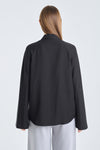 Black modal twill shirt with wide sleeves