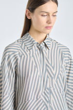 Light grey striped shirt with wide sleeves