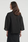 Black silk linen boxy shirt