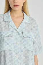 Light blue monogram short sleeve shirt