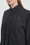 Black wool silk tweed shirt