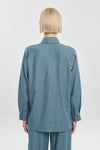 Light blue wool silk tweed shirt