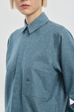 Light blue wool silk tweed shirt