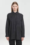 Black wool silk tweed shirt