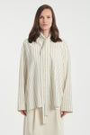 Striped cream cotton blouse with scarf