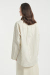 Striped cream cotton blouse with scarf