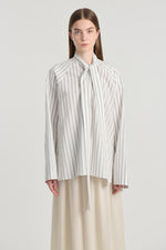 Striped white cotton blouse with scarf