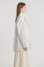 Striped white cotton blouse with scarf