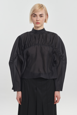 Black translucent silk blouse