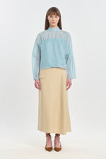 Light blue translucent silk blouse