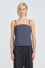 Denim grey wool twill tank top