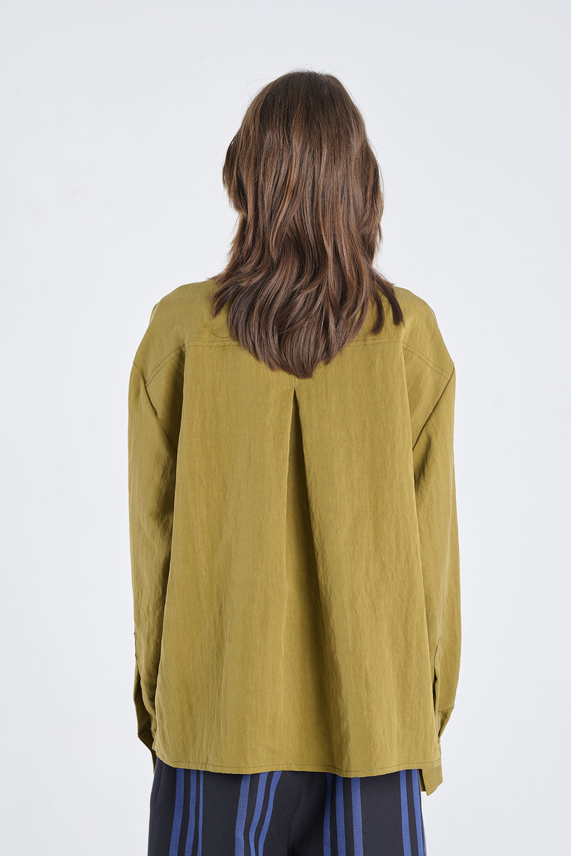 Khaki lyocell workwear shirt