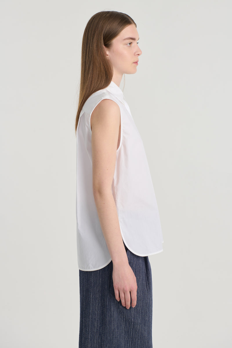 White poplin sleeveless shirt