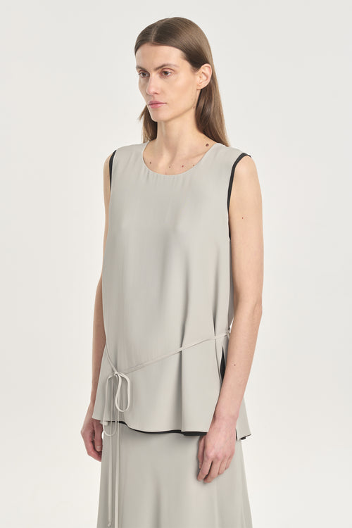 Light grey & black sleeveless two-layer top