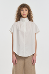 Off white poplin high collar shirt