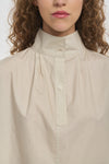 Bone poplin high collar shirt