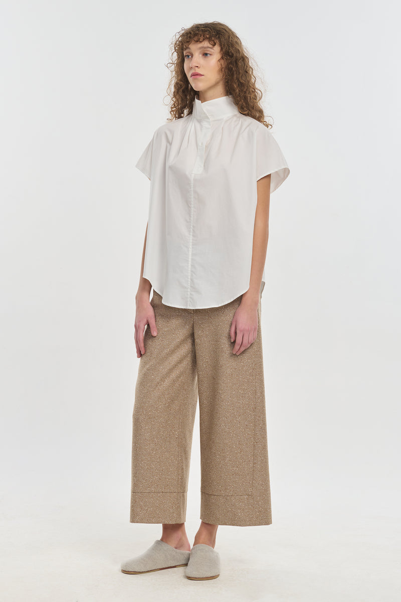 Off white poplin high collar shirt