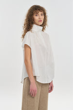 Off white poplin high collar shirt