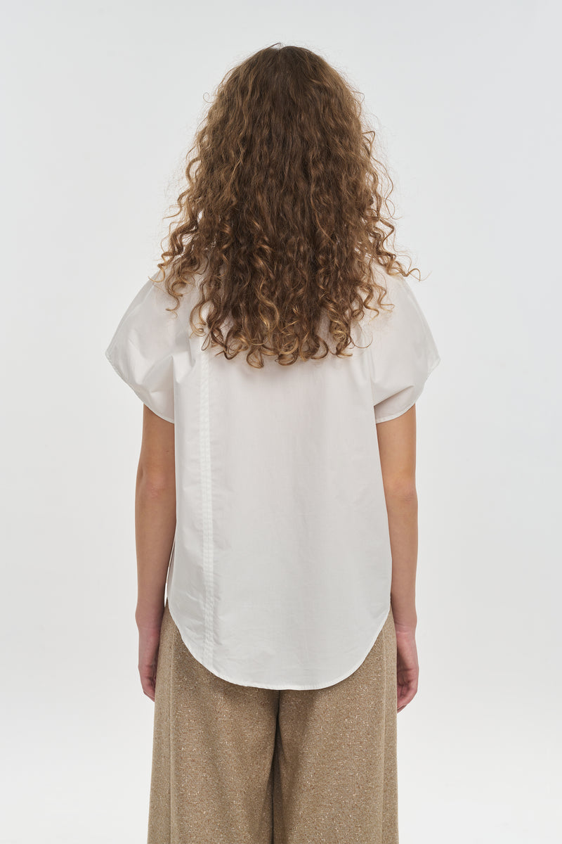 Off white poplin high collar shirt