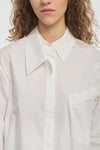 Off white poplin shirt with deconstructed collar