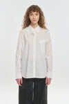 Off white poplin shirt with deconstructed collar