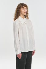 Off white poplin shirt with deconstructed collar