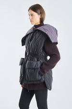 Black and purple quilted vest