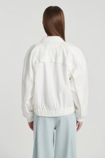 White textured cotton bomber jacket