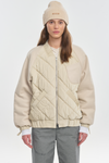 Light beige quilting & wool bomber