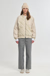 Light beige quilting & wool bomber