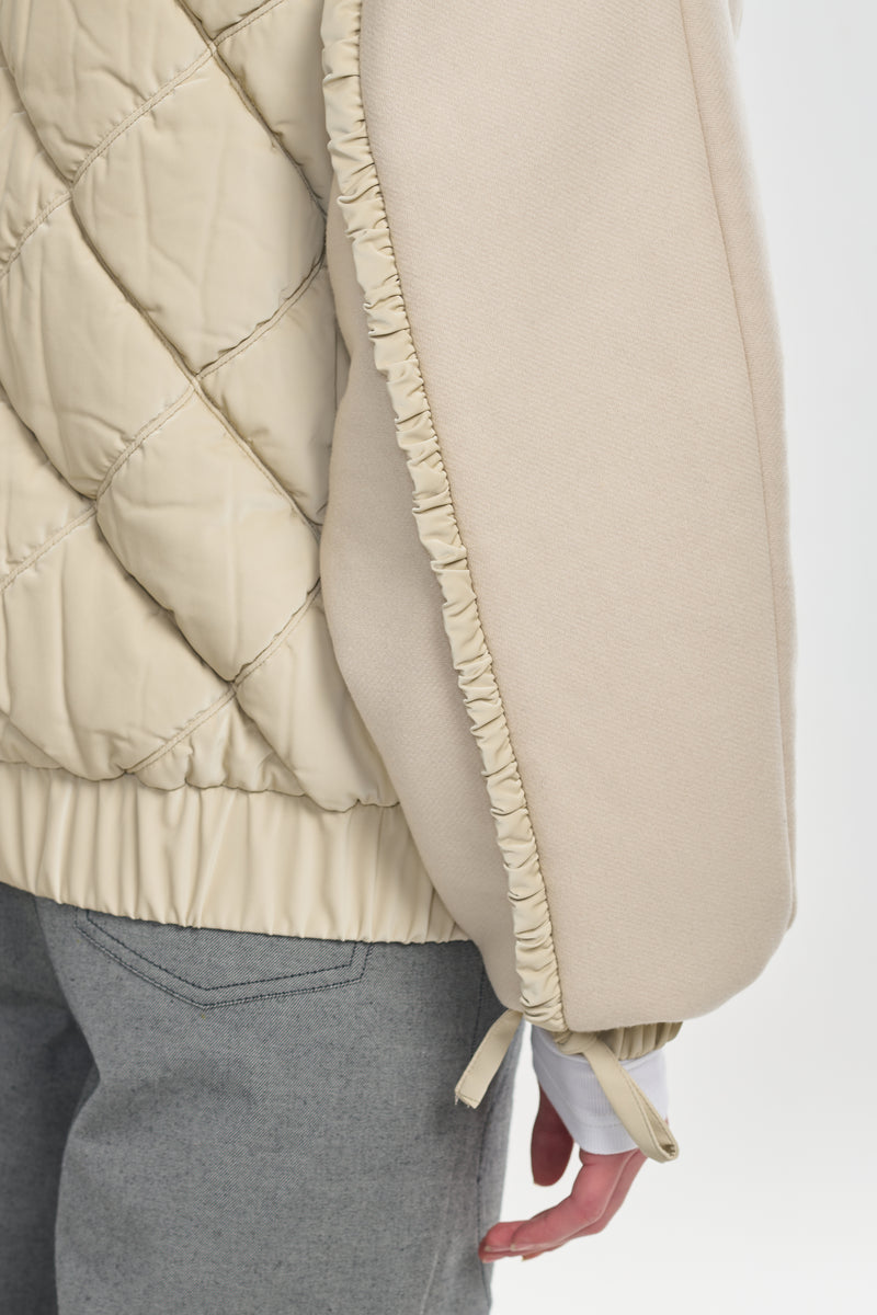 Light beige quilting & wool bomber