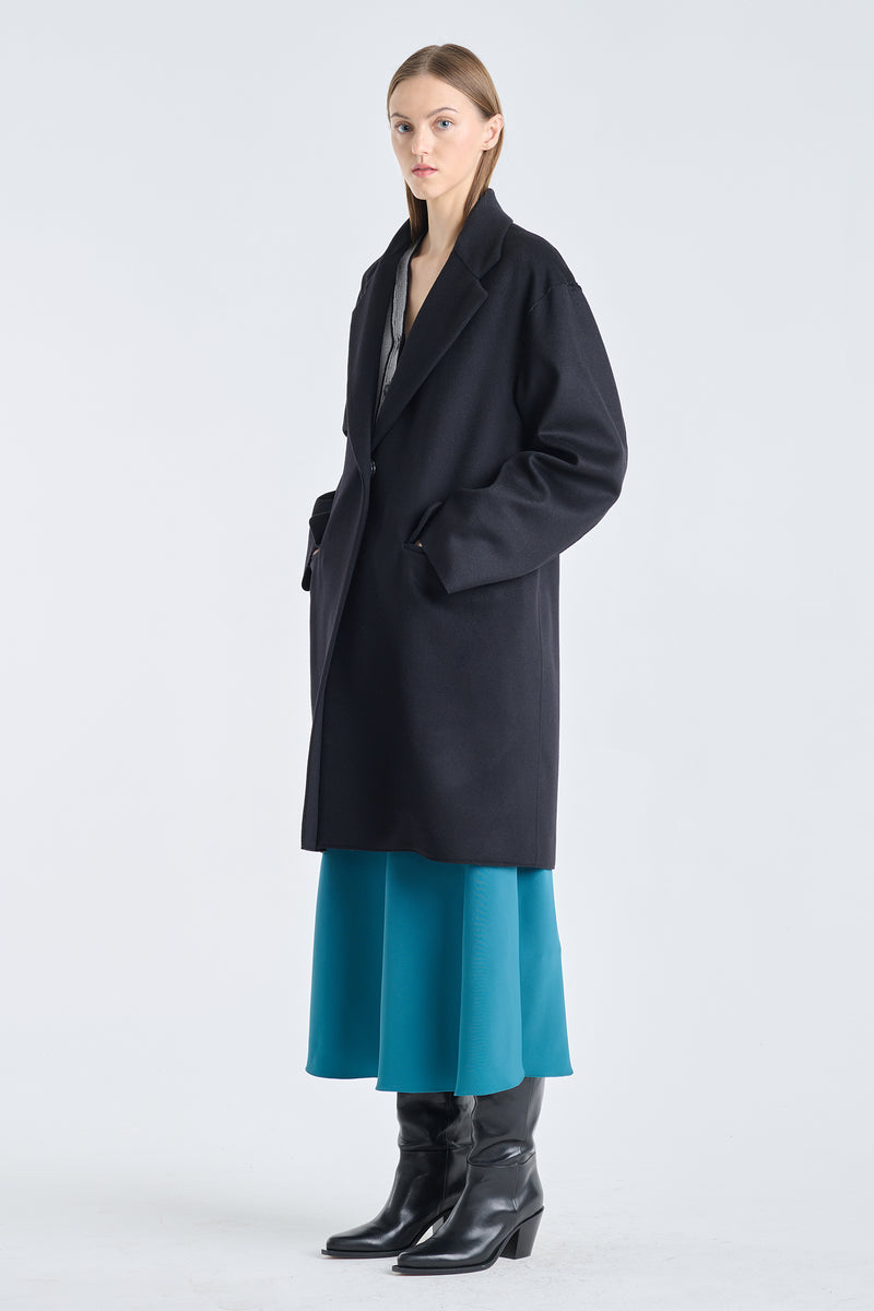 Black wool cashmere light coat