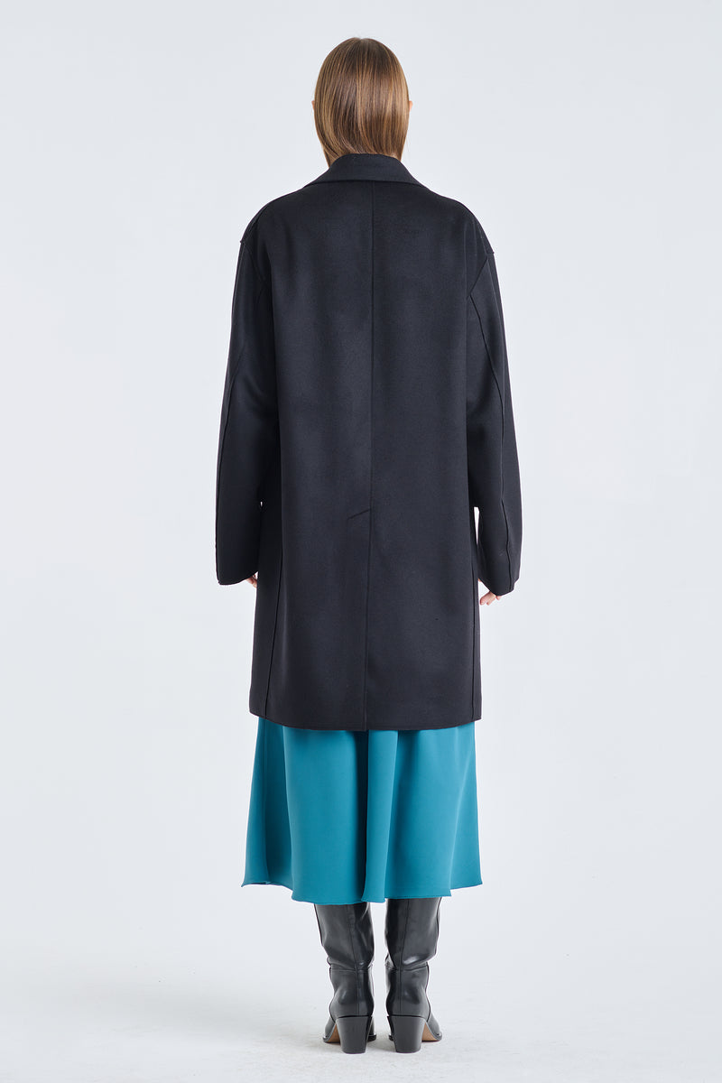 Black wool cashmere light coat