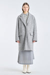 Grey melange bonded wool jersey coat